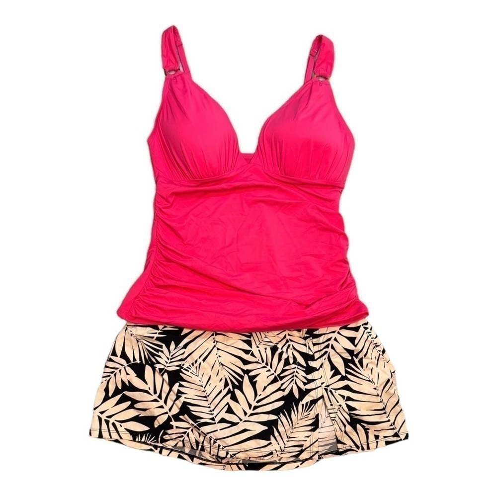 Bleu Rod Beattie Over-The-Shoulder Tankini Top Urban Oasis Skirted Bottom NWT